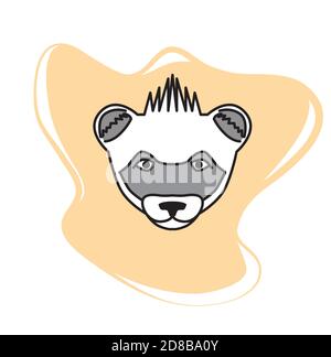 Waschbär Kopf. Tier flach Symbol auf beigem Hintergrund. Stock Vektor