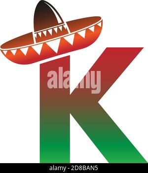 Buchstabe K Mexican Hut Konzept Design Illustration Stock Vektor