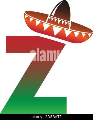 Buchstabe Z Mexican Hut Konzept Design Illustration Stock Vektor