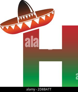 Buchstabe H Mexican Hut Konzept Design Illustration Stock Vektor