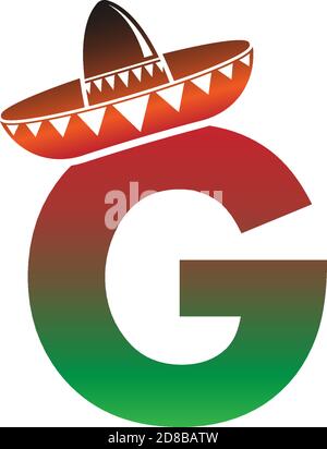 Buchstabe G Mexican Hut Konzept Design Illustration Stock Vektor