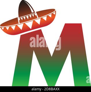Buchstabe M Mexican Hut Konzept Design Illustration Stock Vektor