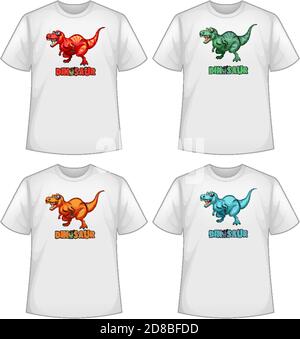 Satz von verschiedenen Farben Dinosaurier-Bildschirm auf T-Shirts Illustration Stock Vektor