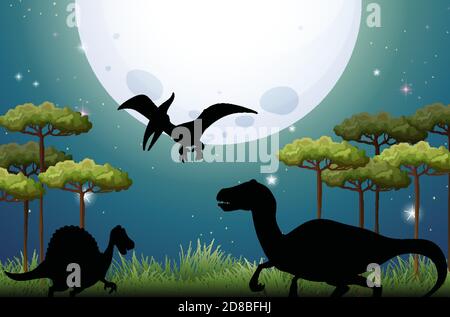 Dinosaurier in der Natur Hintergrund Illustration Stock Vektor