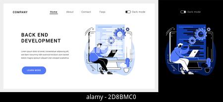 Back-End-Entwicklung Vektor-Konzept Landing Page. Stock Vektor