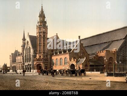 Der Bahnhof, Brügge, Belgien, um 1900 Stockfoto