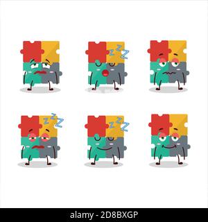 Cartoon Charakter Puzzle mit schläfrigen Ausdruck Stock Vektor