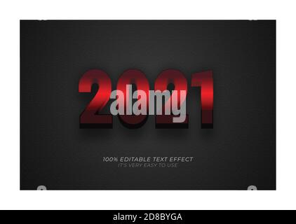 Editierbarer Texteffekt, frohes neues Jahr 2021 Stil Illustrationen Stock Vektor