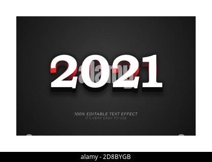 Editierbarer Texteffekt, frohes neues Jahr 2021 Stil Illustrationen Stock Vektor