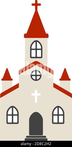 Cartoon Kirche flach Design Illustration (Vorderansicht) Stock Vektor