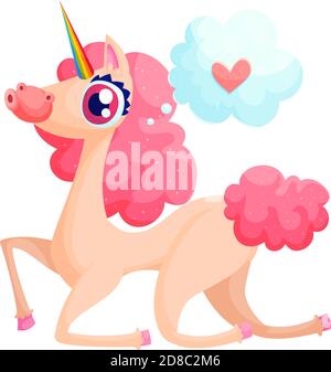 Nettes Einhorn in Liebe Cartoon Vektor Illustration Stock Vektor