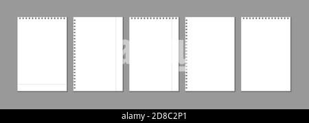 Set von realistischen weißen leeren Notizblöcken für Notizen isoliert auf transparentem Hintergrund. Blank Clean Spiral Notizbuch auf Feder blank Layoutvorlage, grafisches Element für Ihr Design Stock Vektor