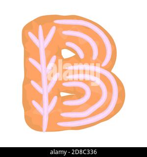 Satz von Buchstaben und Zahlen Buchstaben Buchstaben und Symbole festliche weihnachten Lebkuchen Kuchen mit Glasur. Lustige Cartoon-Schriftart Vektor-Illustration isoliert auf weiß Stock Vektor