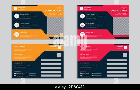Postkarte Design Vektor-Vorlage, Set Template Design Für Social Media, Web Banner, Hintergrund, Präsentation, Broschüre Und Buch Cover Layout. Stock Vektor
