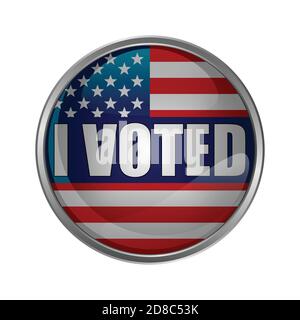 american Elections Vote Vektor Illustration Set. Sammlung von Abzeichen Patch Aufkleber mit demokratischen Zivilgesellschaft Slogans, Sterne und Streifen Flagge Elemente. Ready-made-Design für Werbedruck Stock Vektor