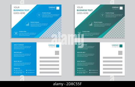 Postkarte Design Vektor-Vorlage, Set Template Design Für Social Media, Web Banner, Hintergrund, Präsentation, Broschüre Und Buch Cover Layout. Stock Vektor