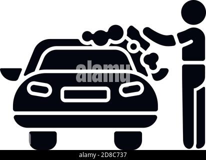 Autolackscheibe, schwarzes Glyphensymbol Stock Vektor