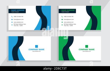 Kreative und saubere doppelseitige Visitenkarten-Vorlage. Vektor-Illustration Mit Flachem Design. Schreibwaren-Design Und Kreatives Dunkles Design Für Ihr Unternehmen. Stock Vektor