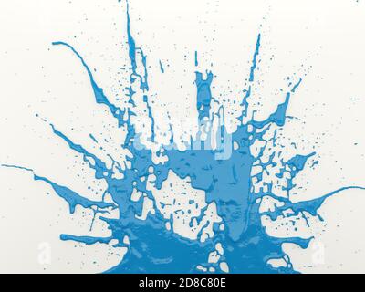 Sprays von blauer Farbe auf der beigen Wand. 3d-Rendering Stockfoto
