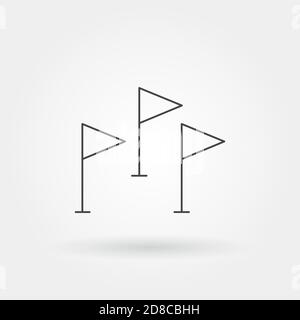 Tore mit drei Flagge Banner einzelne isolierte Ikone mit modernen Linien- oder Umrissstil Stock Vektor