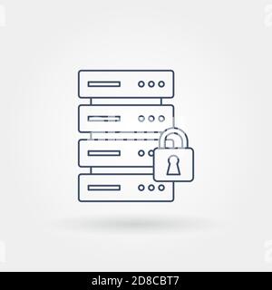 Server-Sicherheit einzelnes isoliertes Symbol mit moderner Linie oder Umriss Stil Stock Vektor