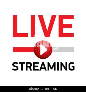 Live-Stream-Konzept. Rotes Symbol mit Wiedergabetaste. Für Online-Sendungen, Fernsehsendungen oder Blogger. Vektorgrafik. Stock Vektor