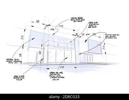 3D-Rendering eines modernen High-End-Architekturprojekts Stockfoto