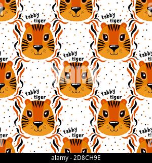 Cartoon set Vector Animals face. Funny head muzzle.Hand drawn style Stock Vektor