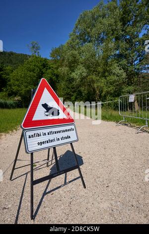 Segnaletica naturalistica presso il Lago di Fimon (VI) Stockfoto