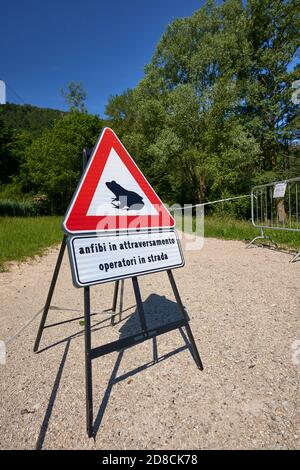 Segnaletica naturalistica presso il Lago di Fimon (VI) Stockfoto