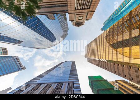 Schauen Sie nach Bürogebäude Wolkenkratzer in Hongkong Stockfoto