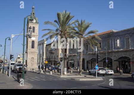 יפו, Jaffa, Jafa, يافا, Israel, Izrael, ישראל; EINE belebte Straße im alten Jaffa. Eine belebte Straße im alten Jaffa. רחוב סואן ביפו העתיקה; Ulica w Jafie Stockfoto