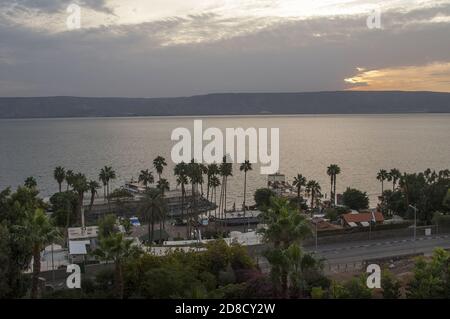 Tiberias, طبريا, Tyberiada, טבריה, Israel, Izrael, ישראל; Morgen am See von Galiläa. Morgen auf dem See Genezareth. בוקר על הכנרת Stockfoto