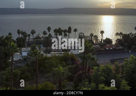 Tiberias, طبريا, Tyberiada, טבריה, Israel, Izrael, ישראל; Morgen am See von Galiläa. Morgen auf dem See Genezareth. בוקר על הכנרת Stockfoto