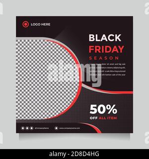 Black friday Saison Verkauf Social Media Post und Web-Banner-Vorlage für digitales Marketing. Trendy editierbare Vorlage für Promotion-Produkt Stock Vektor