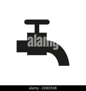 Wasser Wasserhahn Silhouette flachen Stil auf weißem Hintergrund. Vektorgrafik. Stock Vektor