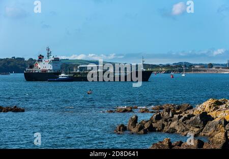 Blick auf Plymouth vom Mount Batten Tower in Devon in England in Europa Stockfoto