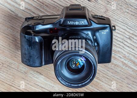 Minolta Classic Autofokus SLR-Kamera aus den 1980er Jahren zu den 1990er Jahre Stockfoto