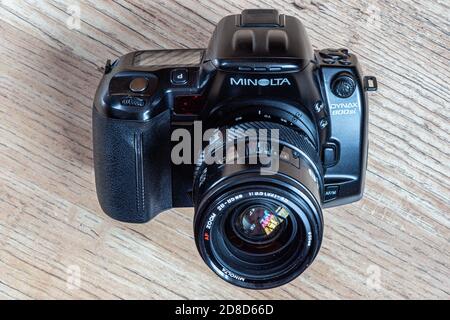 Minolta Classic Autofokus SLR-Kamera aus den 1980er Jahren zu den 1990er Jahre Stockfoto