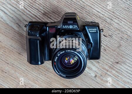 Minolta Classic Autofokus SLR-Kamera aus den 1980er Jahren zu den 1990er Jahre Stockfoto