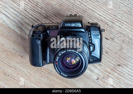 Minolta Classic Autofokus SLR-Kamera aus den 1980er Jahren zu den 1990er Jahre Stockfoto