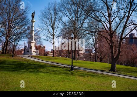 Soldiers and Sailors Monument in Boston Common View, Massachusetts, USA Stockfoto