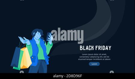 Black friday Werbung Hintergrund Vorlage flach Vektor Illustration. Stock Vektor