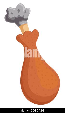 Isolierte köstliche geröstete Drumstick Fleisch, verziert mit Booties auf weißem Hintergrund. Stock Vektor