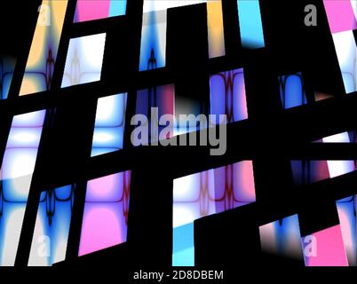 Abstrakte Werbung schwarz, weiß, blau, rosa dynamische, dreidimensionale moderne Muster Hintergrund Stockfoto