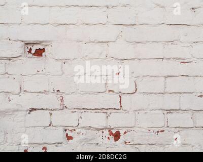 Weiß gemalte Ziegelwand Oberflächenstruktur, blank grunge Hintergrund Stockfoto