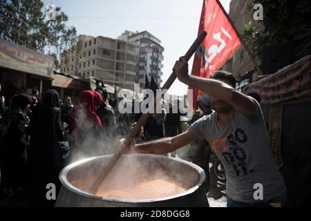 Fotos zeigen die Zeremonie des Hussein-Todes in Damaskus 2020 Stockfoto