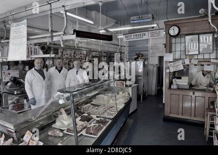 Traditionellen Metzger Shop. England. UK Stockfoto