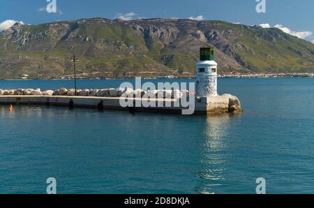 Der Hafen der Hafenstadt Corithn an der Peloponesische Pensiula des griechischen Festlandes Stockfoto