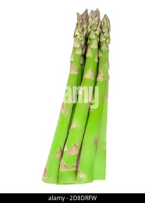 Spargel isoliert auf weißem Hintergrund. Frischer grüner Spargel Makro. Gesundes veganes Lebensmittelkonzept. Vegan Stockfoto